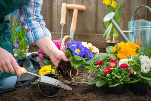 Team of lawn care professionals at work